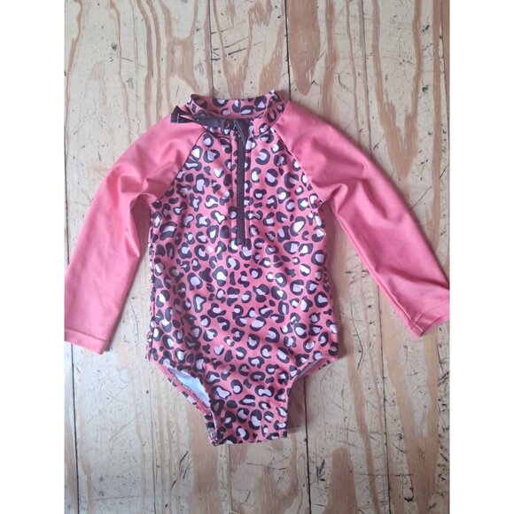 Andy & Evan Other - Andy & Evan Baby Girls' Rashguard Swim Suit, Coral Cheetah, Size 0-3 Months